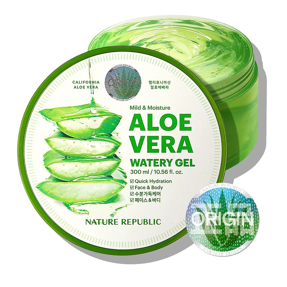 Nature Republic Mild & Moisture Aloe Vera Watery Gel Quick Hydration Face and Body 10.56Oz (300ml)